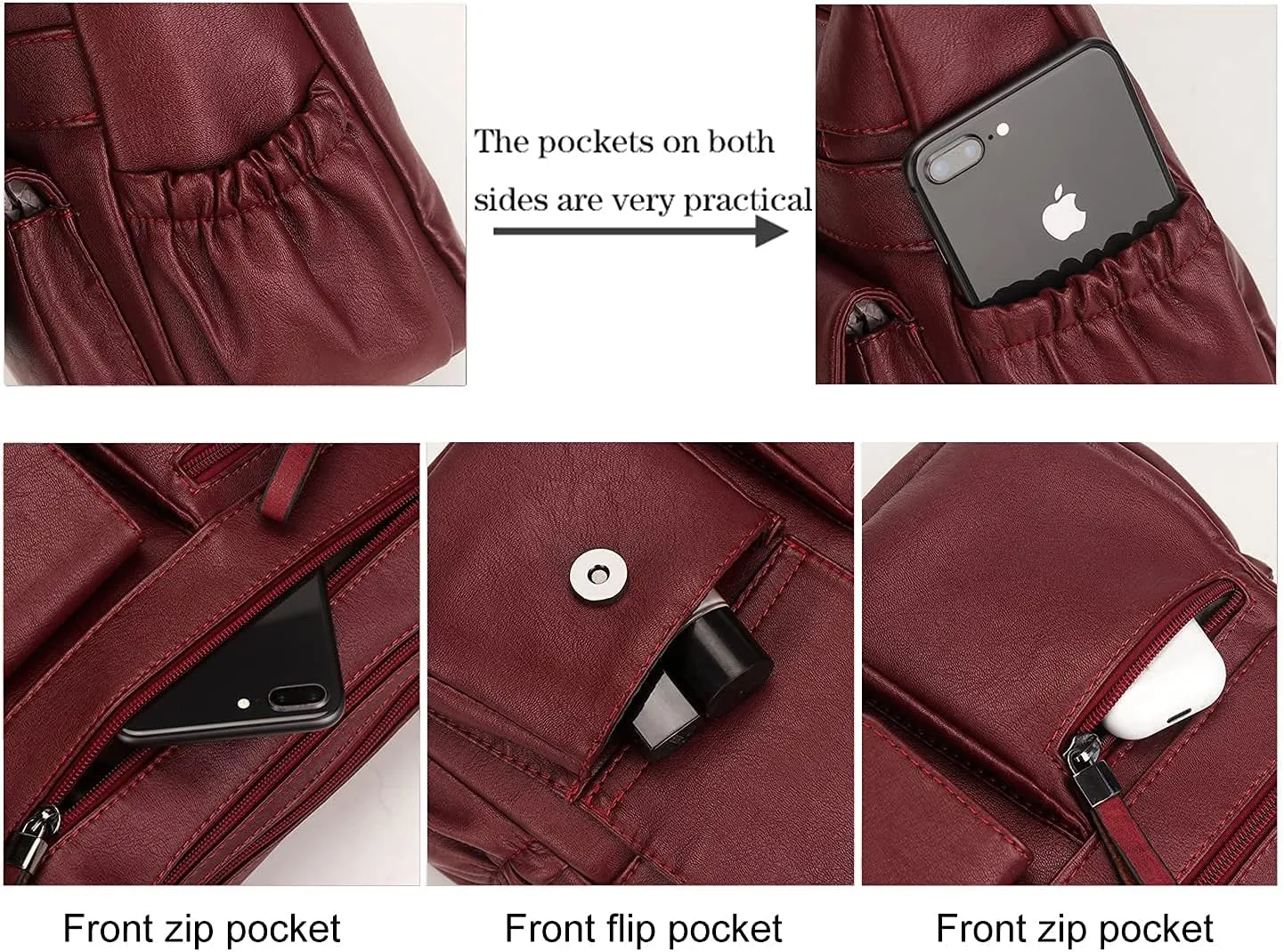 Artwell Fashion Hobo Crossbody Bag For Women Shoulder Bag PU Leather Handbags Purses Multi Pocket Zipper Messenger Tote Bag