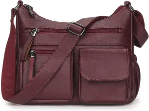 Artwell Fashion Hobo Crossbody Bag For Women Shoulder Bag PU Leather Handbags Purses Multi Pocket Zipper Messenger Tote Bag