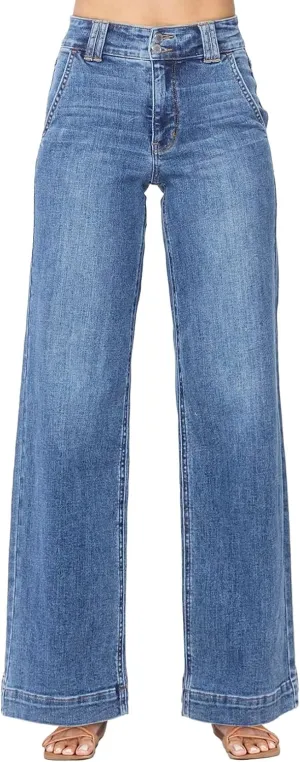Astylish Jeans for Women Wide Leg High Waisted Stretchy Straight Leg Jean Baggy Trendy 2025 Denim Pants with Slanted Pockets