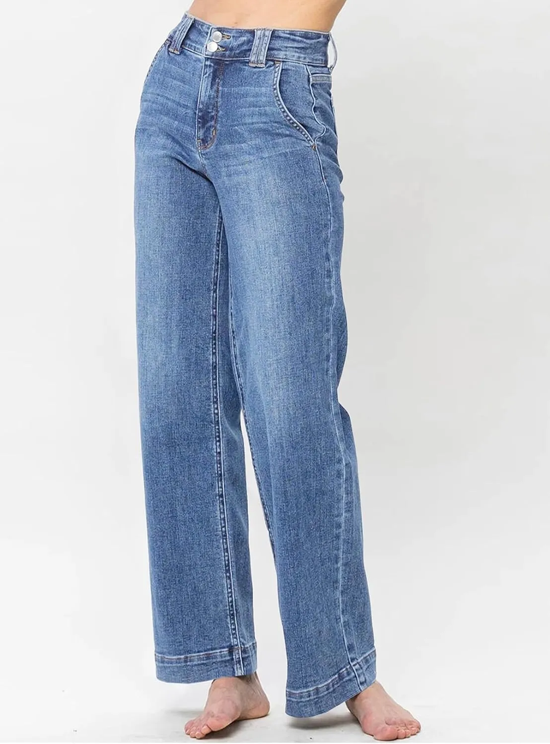 Astylish Jeans for Women Wide Leg High Waisted Stretchy Straight Leg Jean Baggy Trendy 2025 Denim Pants with Slanted Pockets