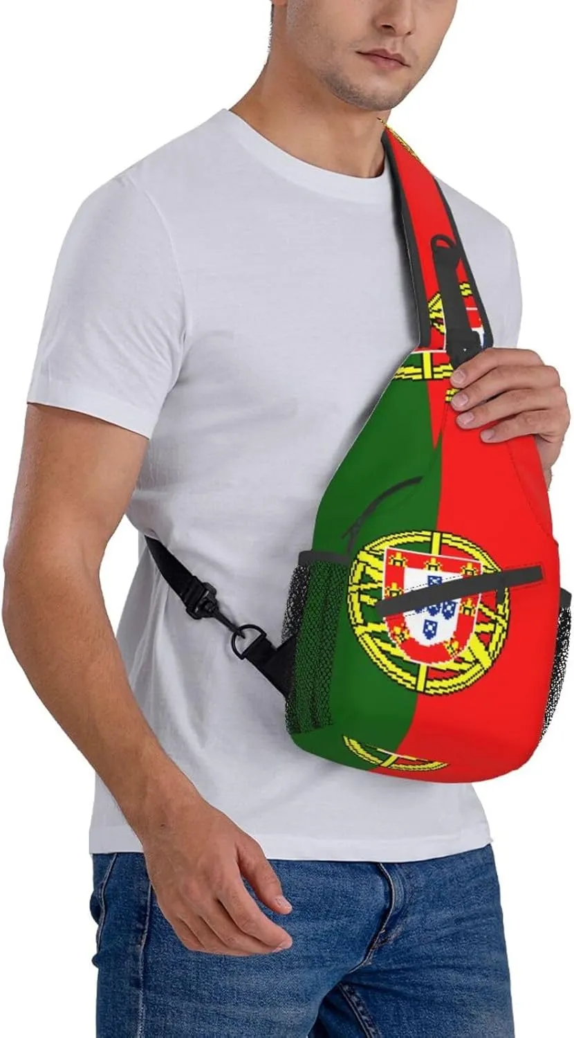 ASYG Portugal Flag Sling Bag Crossbody Backpack Portuguese Travel Hiking Daypack Shoulder Chest Bag for Women Men