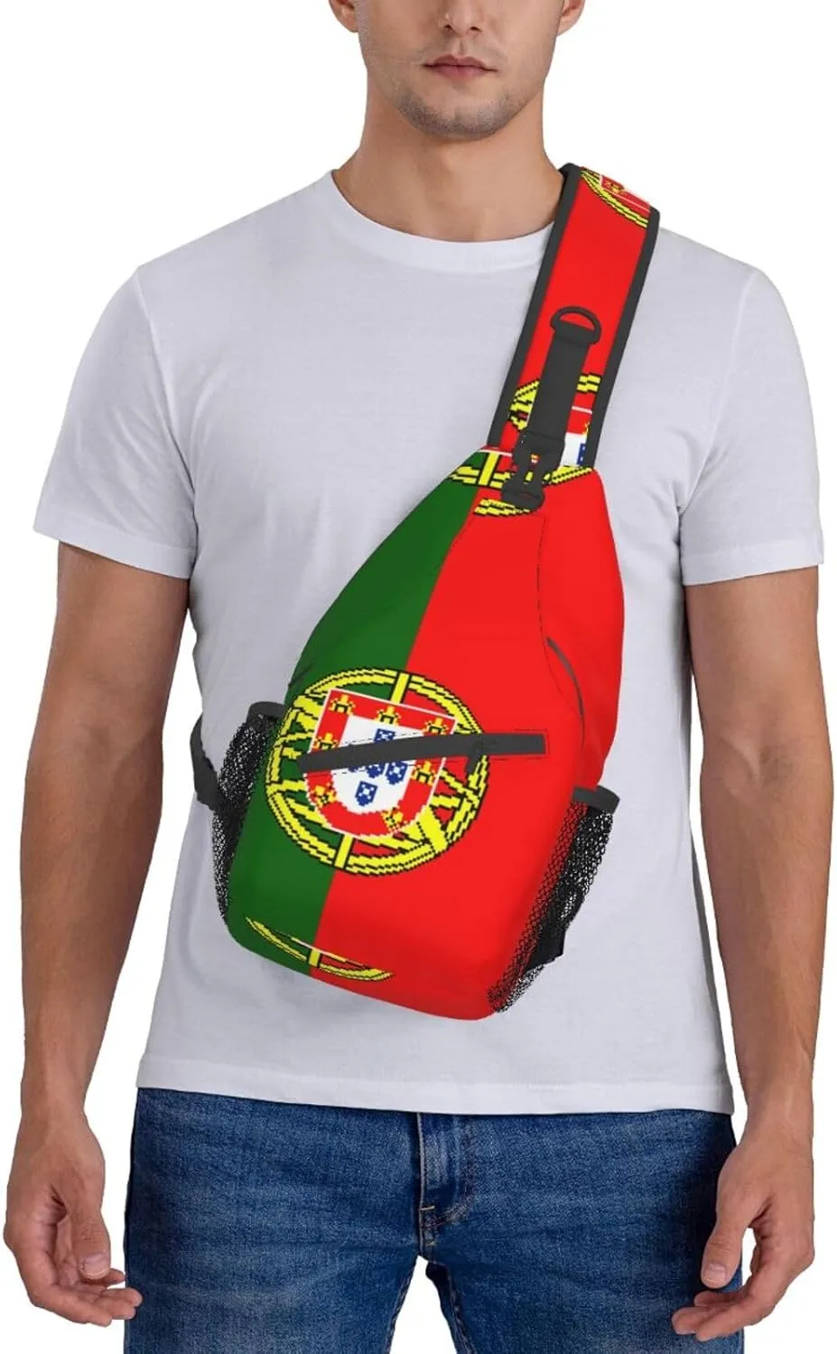 ASYG Portugal Flag Sling Bag Crossbody Backpack Portuguese Travel Hiking Daypack Shoulder Chest Bag for Women Men