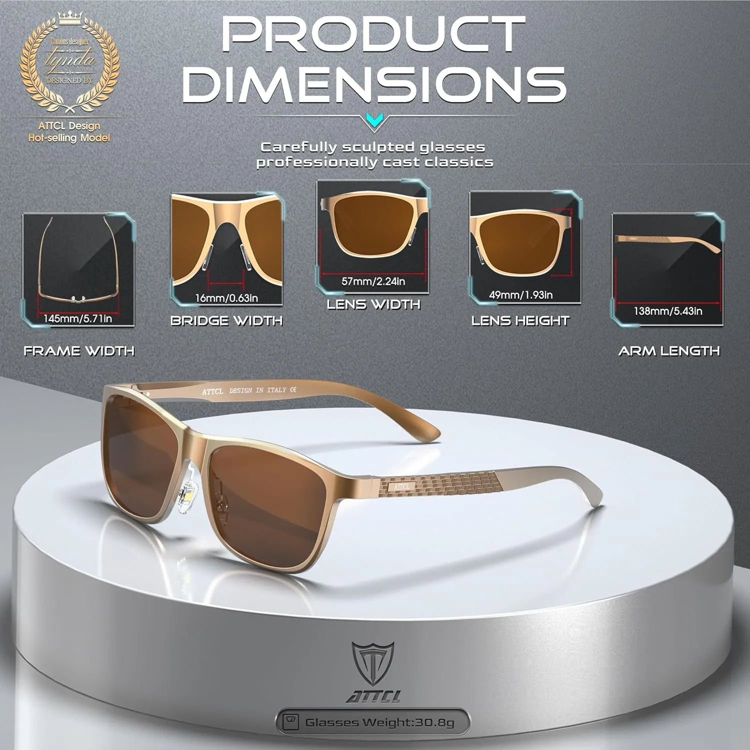 ATTCL Men's Retro Metal Frame Driving Polarized Sunglasses For Men Sun glasses