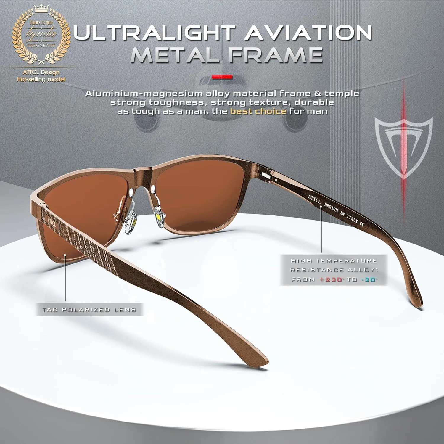 ATTCL Men's Retro Metal Frame Driving Polarized Sunglasses For Men Sun glasses
