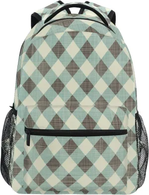 AUUXVA Backpack Classic Rustic Plaid Check Pattern School Shoulder Bag Large Waterproof Durable Bookbag Laptop Daypack for Students Teens Girls Boys Elementary