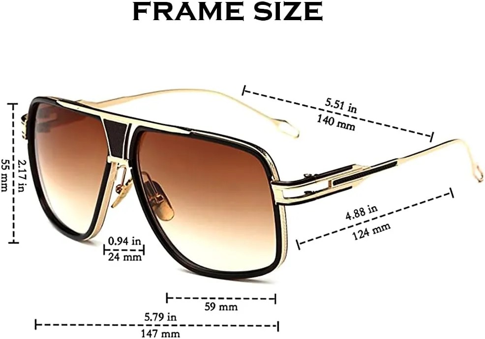 Aviator Sunglasses for Men 100% UV Protection Goggle Alloy Frame with Case