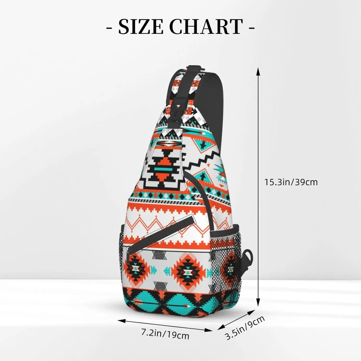 Aztec Design Sling Bag Crossbody Backpack Southwest Native American Geometric Chevron Colorful Aztec Pattern Sports Travel Hiking Daypack Navajo Print Chest Bag Shoulder Bag Unisex