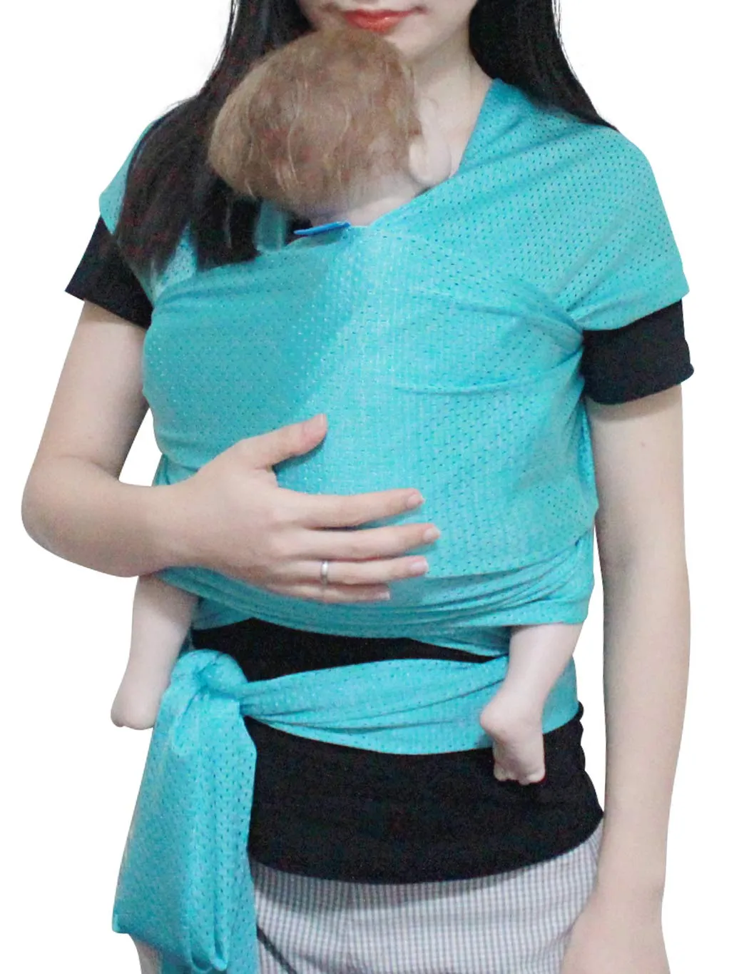 Baby Wrap Sling Carrier for Newborn, Infant, Toddler, Kid | Breathable Lightweight Stretch Mesh Water Sling | Nice for Summer, Pool, Beach, Swimming | Perfect Shower Gift Bluishgreen