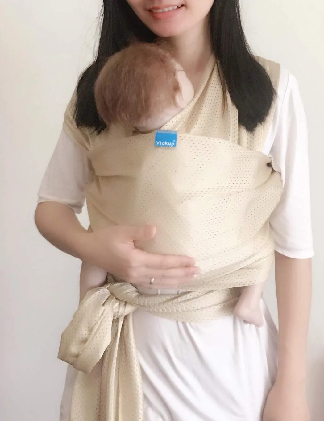 Baby Wrap Sling Carrier for Newborn, Infant, Toddler, Kid | Breathable Lightweight Stretch Mesh Water Sling | Nice for Summer, Pool, Beach, Swimming | Perfect Shower Gift Champagne