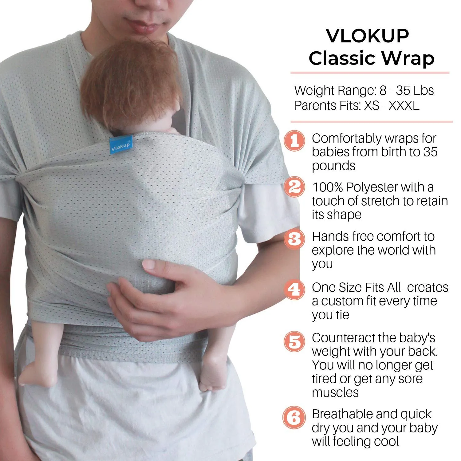 Baby Wrap Sling Carrier for Newborn, Infant, Toddler, Kid | Breathable Lightweight Stretch Mesh Water Sling | Nice for Summer, Pool, Beach, Swimming | Perfect Shower Gift Champagne