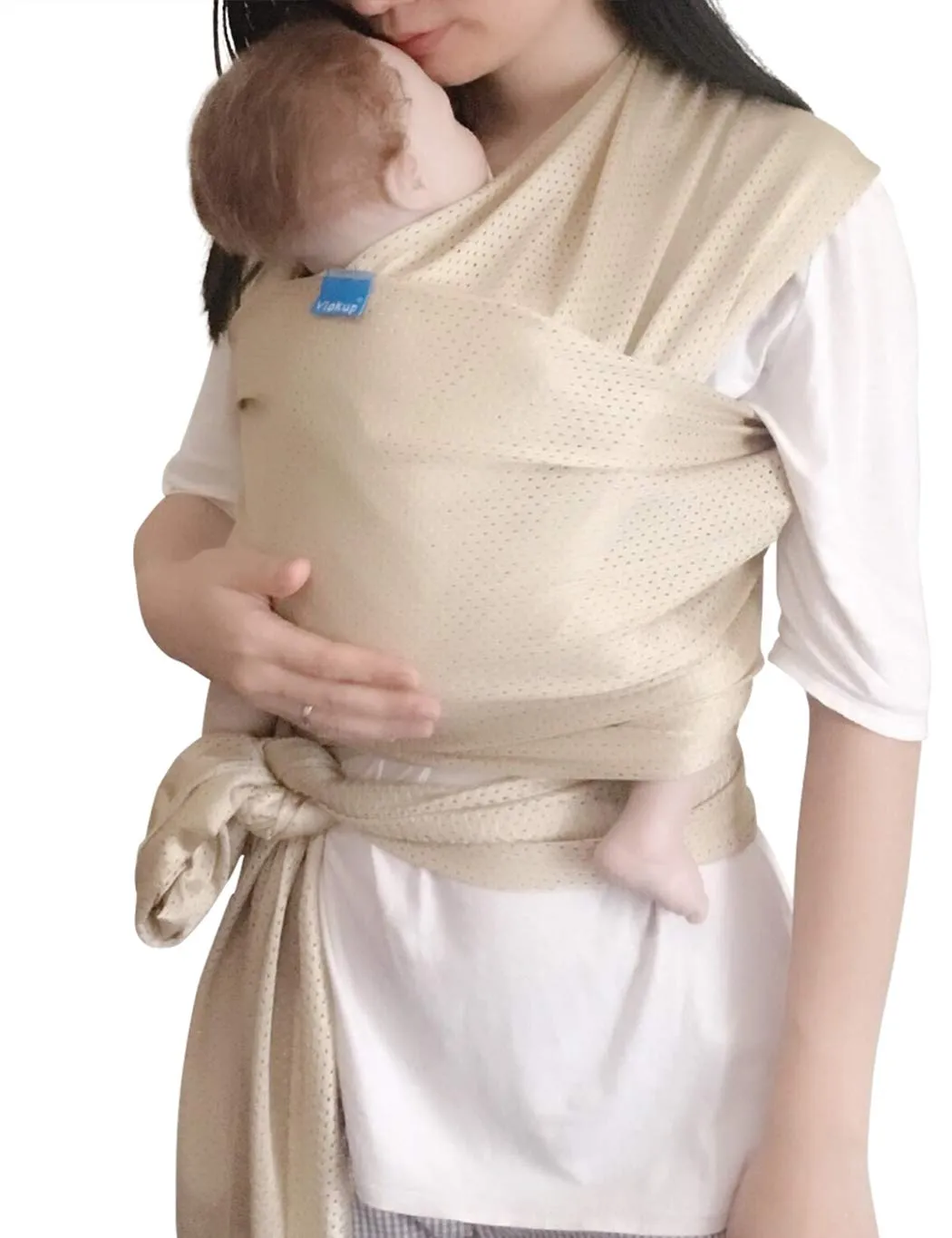 Baby Wrap Sling Carrier for Newborn, Infant, Toddler, Kid | Breathable Lightweight Stretch Mesh Water Sling | Nice for Summer, Pool, Beach, Swimming | Perfect Shower Gift Champagne