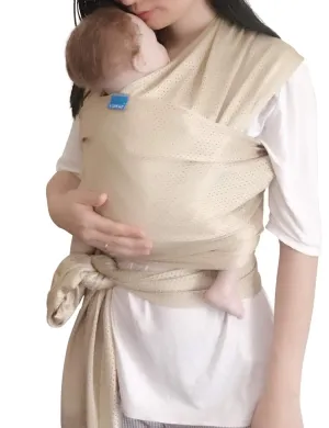 Baby Wrap Sling Carrier for Newborn, Infant, Toddler, Kid | Breathable Lightweight Stretch Mesh Water Sling | Nice for Summer, Pool, Beach, Swimming | Perfect Shower Gift Champagne