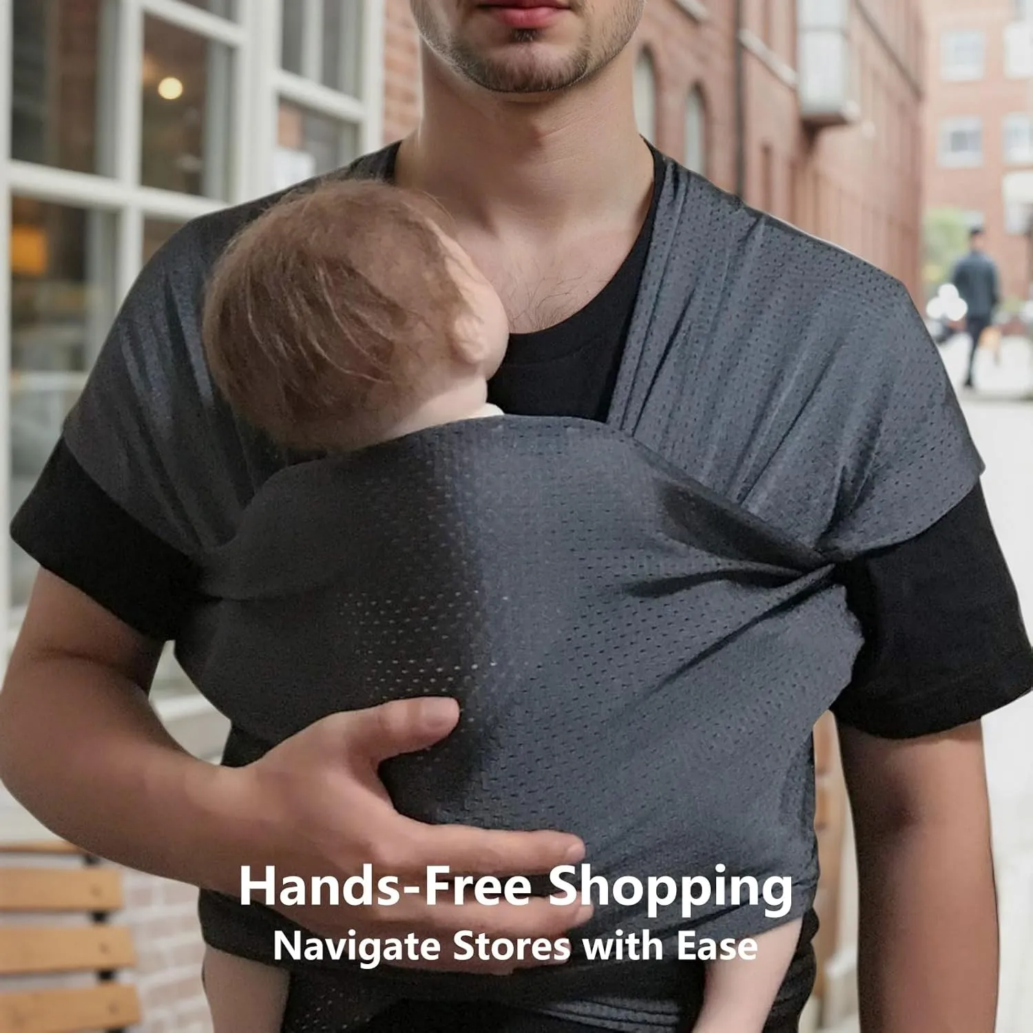 Baby Wrap Sling Carrier for Newborn, Infant, Toddler, Kid | Breathable Lightweight Stretch Mesh Water Sling | Nice for Summer, Pool, Beach, Swimming | Perfect Shower Gift Champagne
