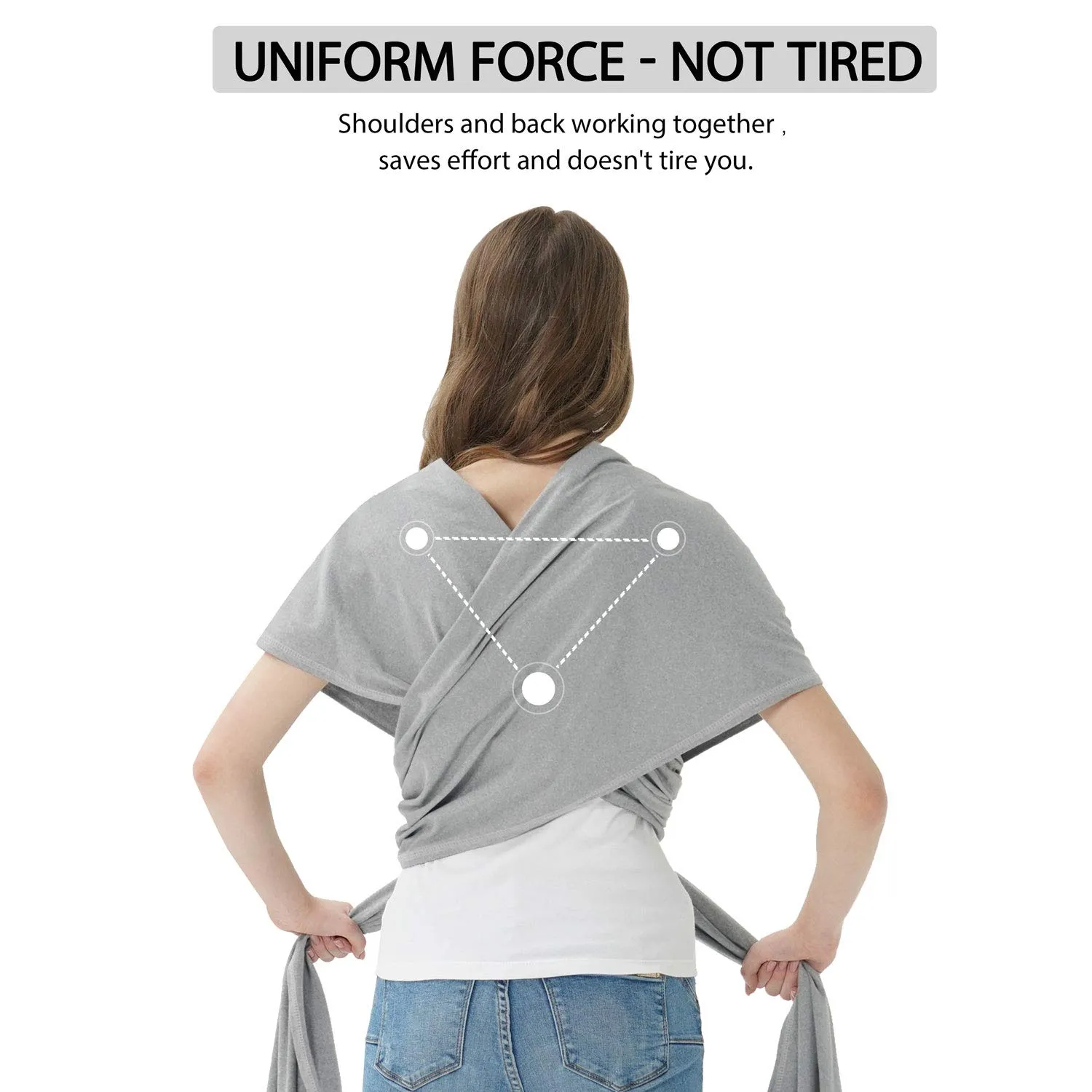 Baby Wraps Carrier, Jeroray Baby Carrier,Hands Free Infant Carrier, Lightweight,Breathable,Softness,Light Grey