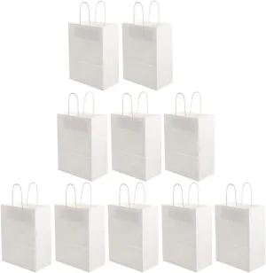 Baluue 10Pcs White Hand Bags with Handles for Food Packaging Takeaway Carriers present Bags for Home Picnics and Fresh Food Storage