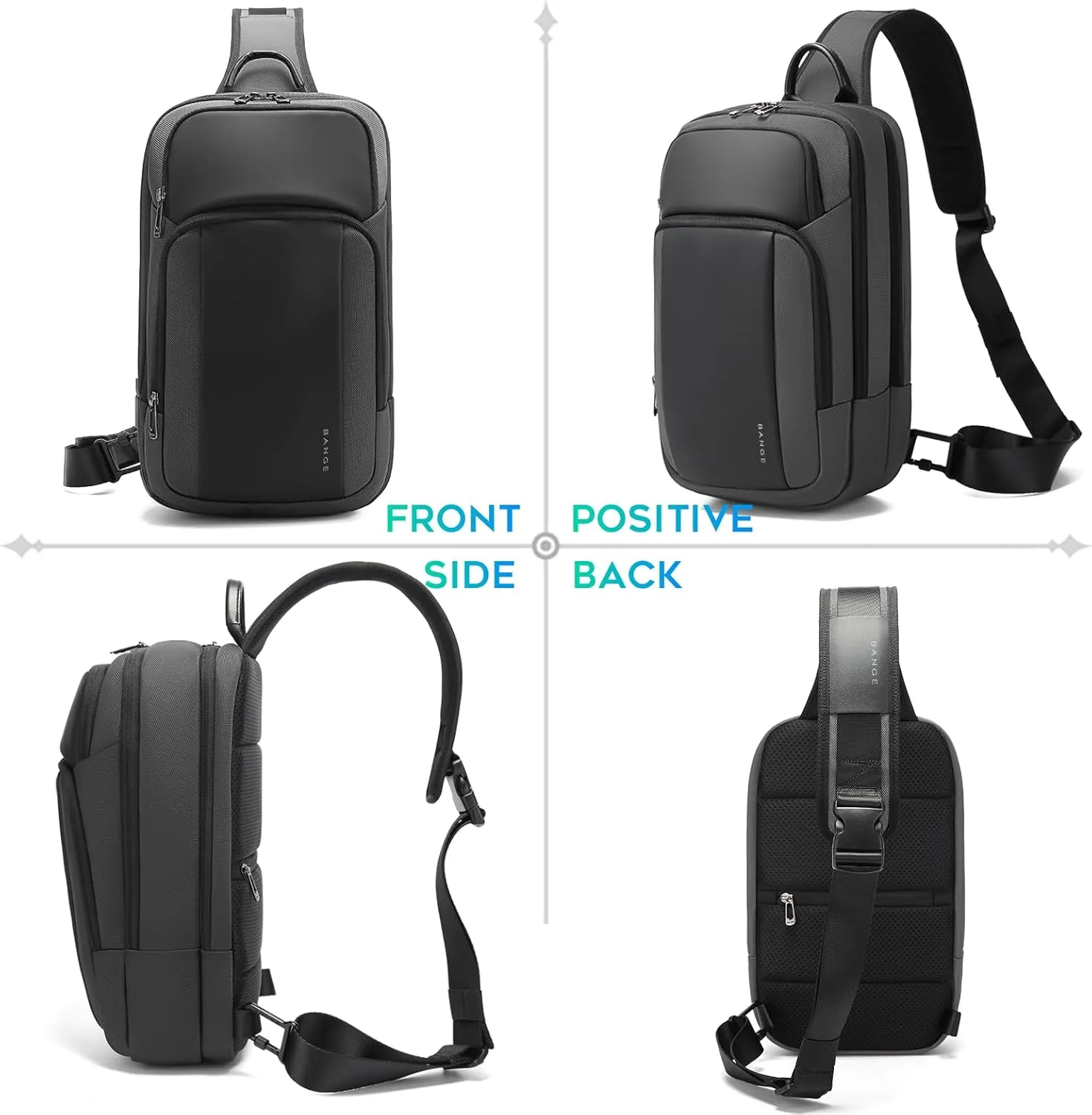 BANGE Large Sling Bag for Men, Waterproof Crossbody Backpack for Men, Fashion Shoulder bags with Pad Compartment