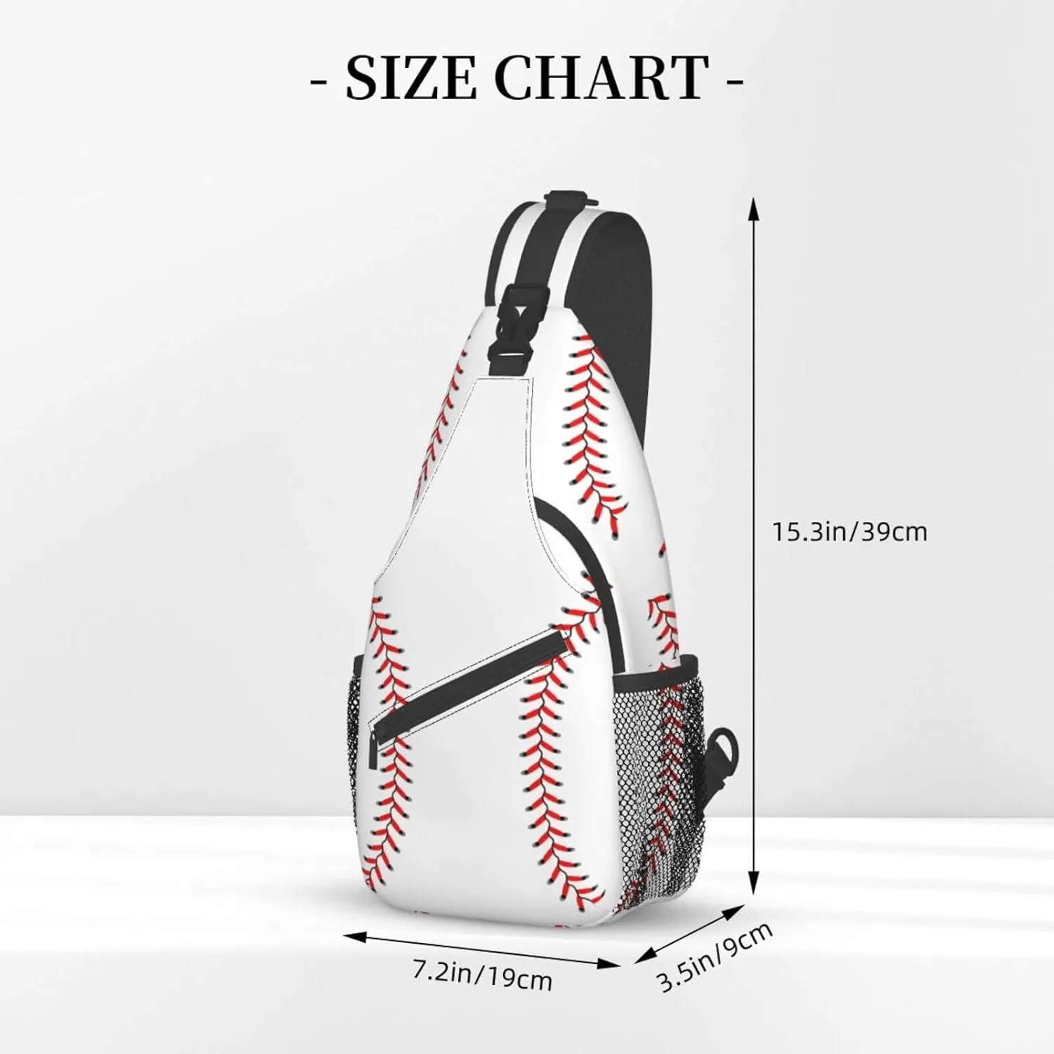 Baseball Laces Sport Small Sling Bag for Women Mens Crossbody Backpack Casual Hiking Daypack Chest Shoulder Bag with Adjustable Strap