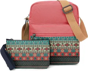 BASICPOWER Girls Purse Crossbody Bag and Wallet Set Gifts for Teen Girls Little Kids Women Canvas Floral