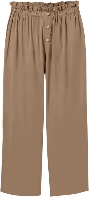 Batermoon Girls' Pants Paper Bag Elastic Waist Wide Leg Loose Trousers with Pocket