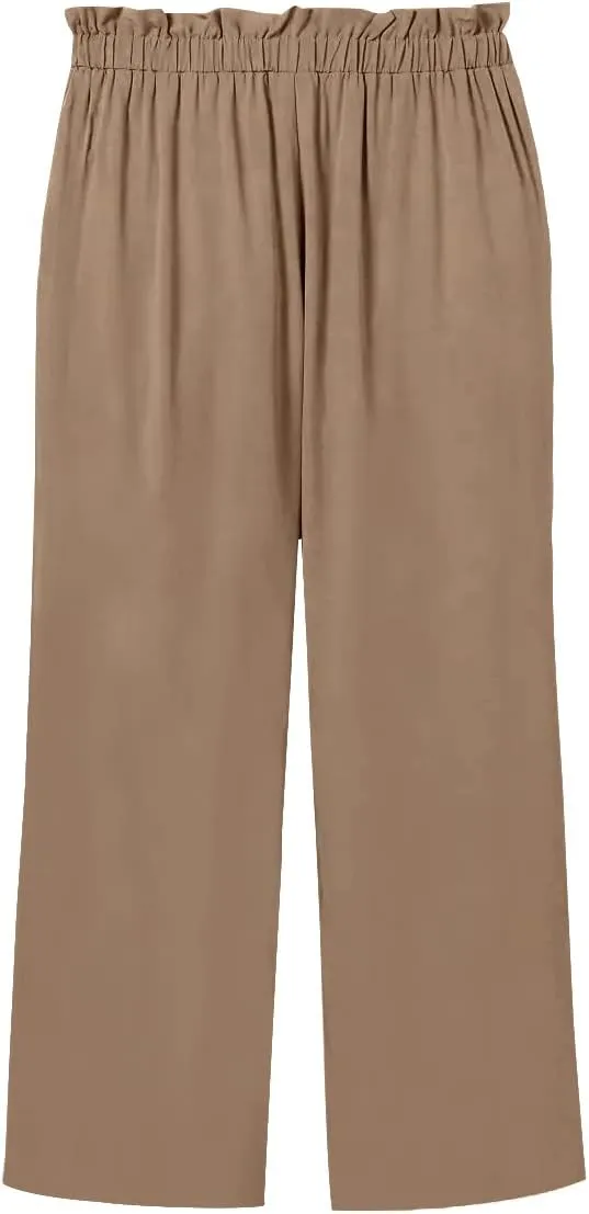 Batermoon Girls' Pants Paper Bag Elastic Waist Wide Leg Loose Trousers with Pocket