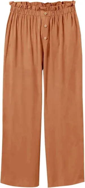 Batermoon Girls' Pants Paper Bag Elastic Waist Wide Leg Loose Trousers with Pocket