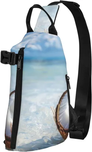 Beach Seawater Coconut Sling Bag Crossbody Backpack For Women Men, Lightweight Adjustable Waist Bag Chest Bag Daypack Purses For Outdoor Travel Hiking Sports