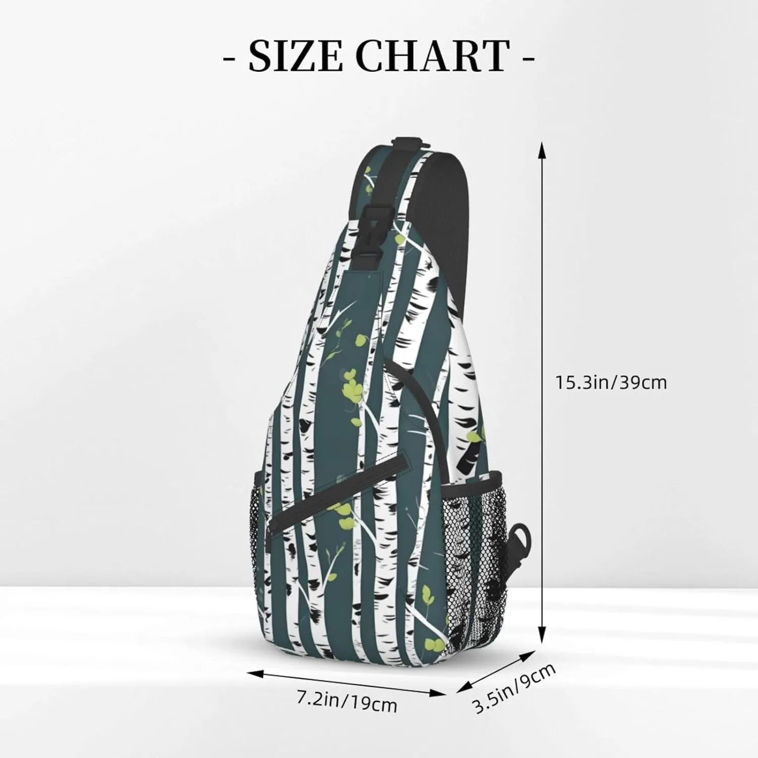 Beauty Birch Tree Print Stylish Sling Backpack, Sling Bag,Chest Bag Daypack, for Hiking, Travel, and Business