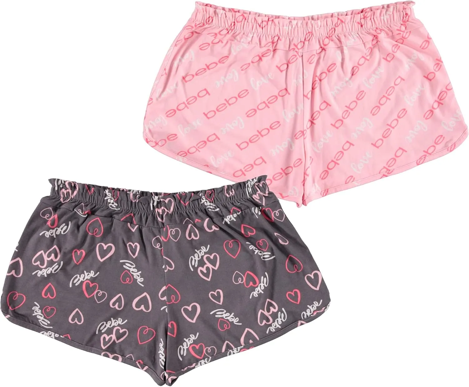 bebe Womens Pajama Shorts 2 Pack - Elastic Waist Sleepwear Lounge Yoga Shorts