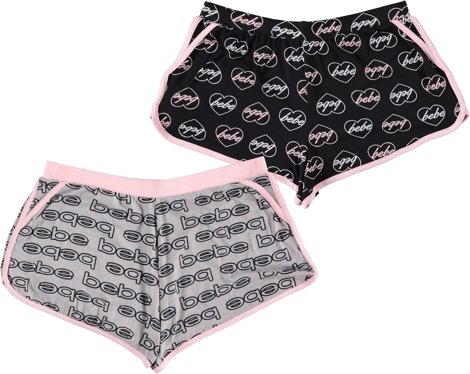 bebe Womens Pajama Shorts 2 Pack - Elastic Waist Sleepwear Lounge Yoga Shorts