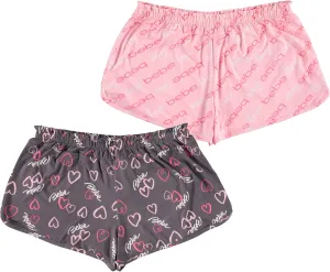 bebe Womens Pajama Shorts 2 Pack - Elastic Waist Sleepwear Lounge Yoga Shorts