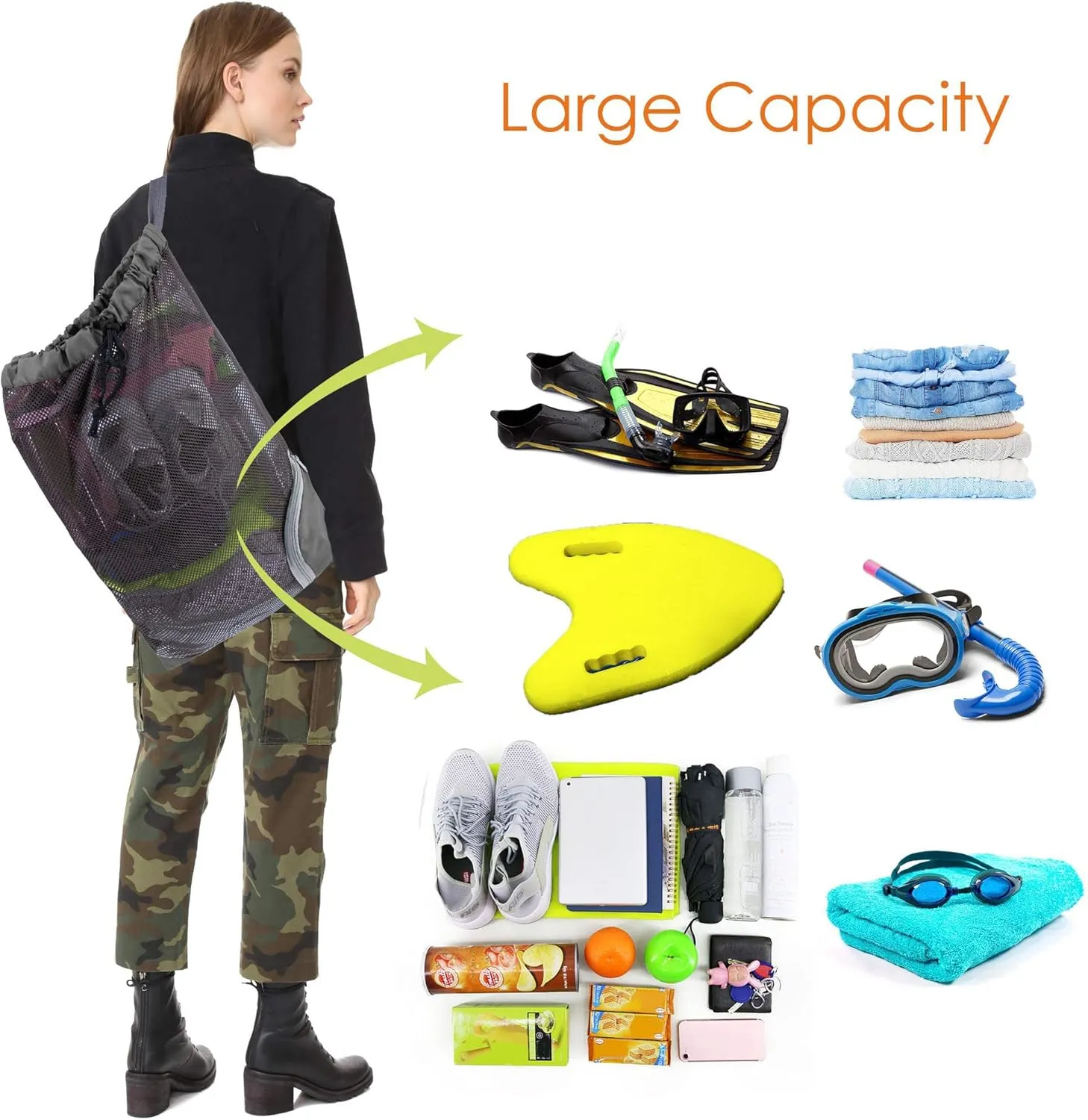 BeeGreen Drawstring Bags Backapck for Men Women Athletic Gym Sports Workout Beach Swim