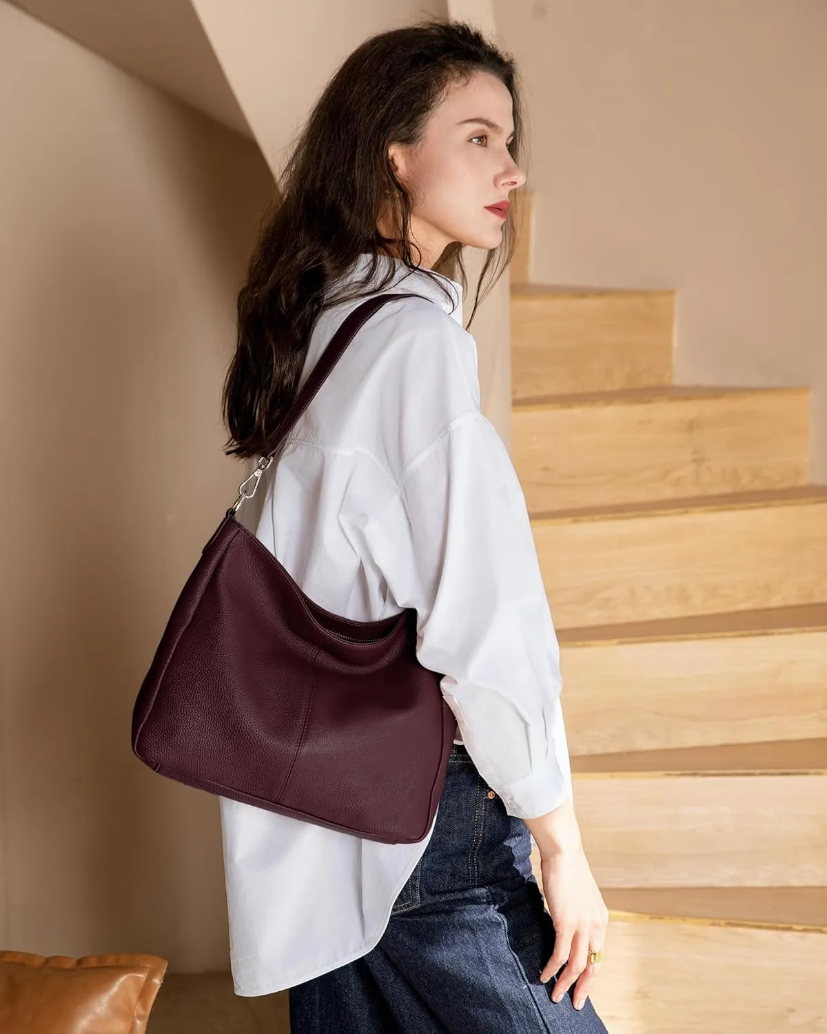 befen Genuine Leather Hobo Bags Purses for Women, Women's Shoulder bag Handbags Crossbody Bag with 2 Shoulder Straps