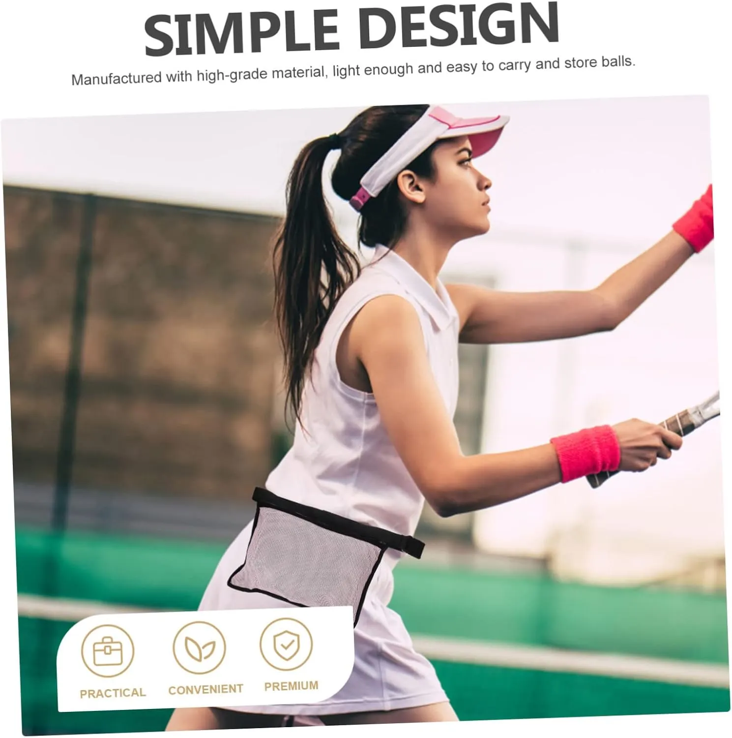 BESPORTBLE 2pcs Golfs Tennis Picking Gym Sports Balls Storage Ball Bags Reusable Pink Shoe Carrier Women Outdoor Picker Wait -Pong Pouch Travel Accessories Strap Pickleball Bag Waist Pick