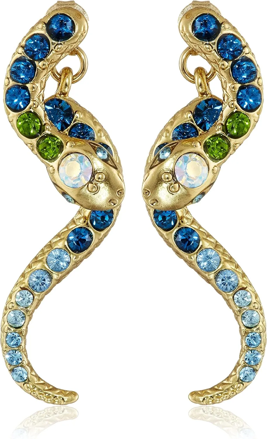 Betsey Johnson Pave Crystal Snake Front & Back Linear Earrings