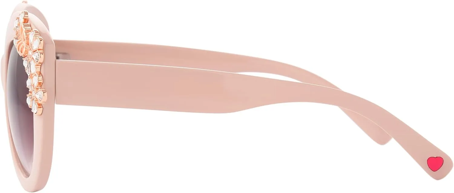 Betsey Johnson Women's Garden Party Sunglasses Round, Black, 141 mm