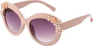 Betsey Johnson Women's Garden Party Sunglasses Round, Black, 141 mm