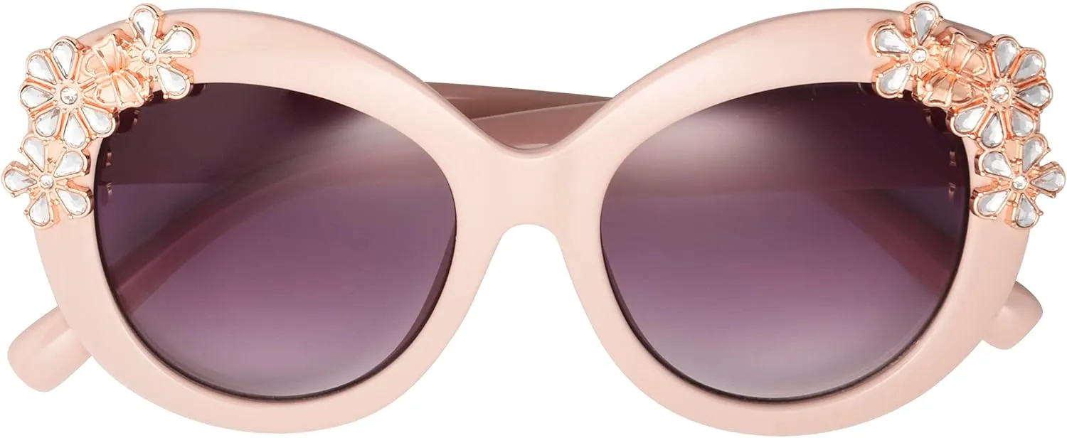 Betsey Johnson Women's Garden Party Sunglasses Round, Black, 141 mm