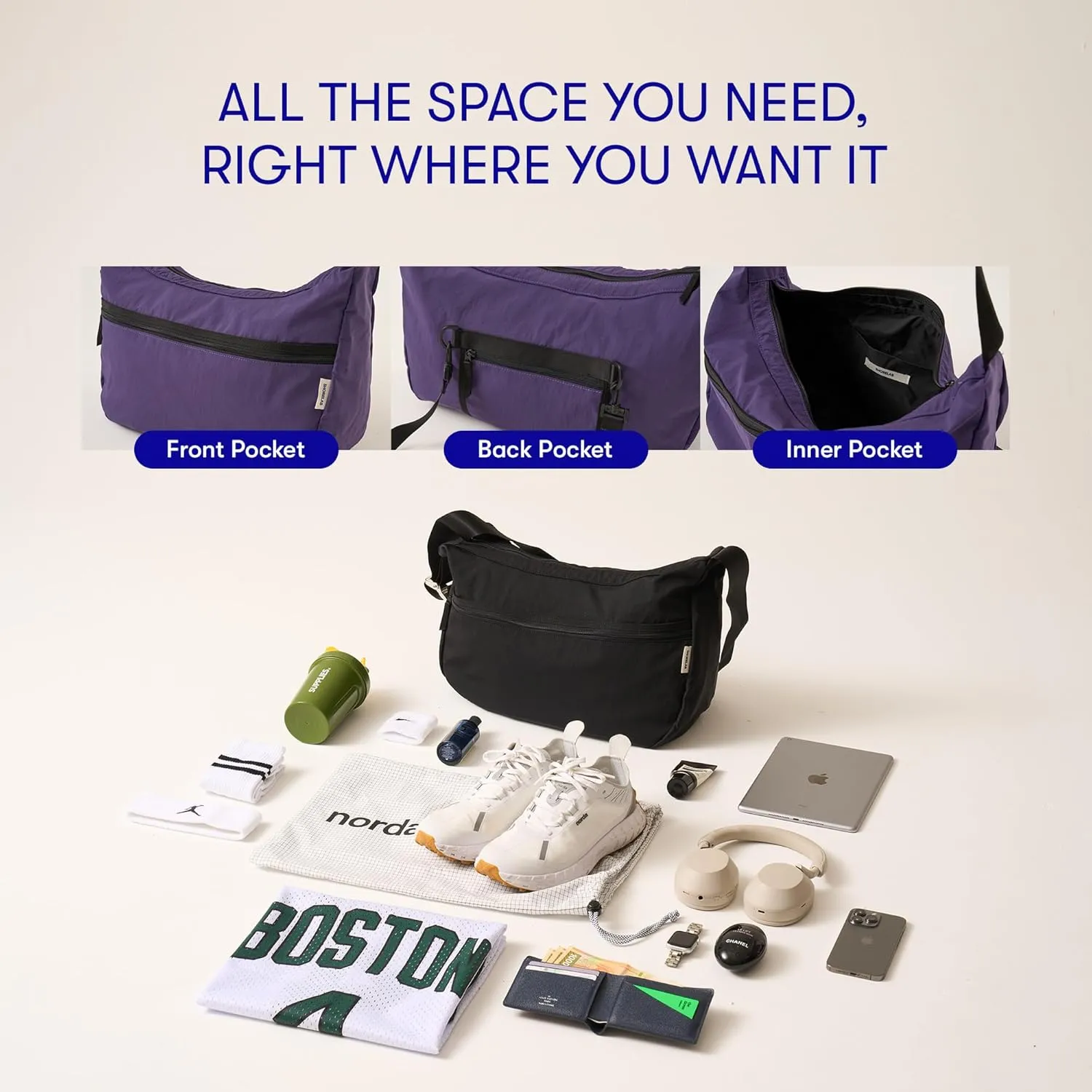 BIG CROSS Nylon Messenger Bag – Lightweight, Versatile, Water-Resistant with Adjustable Strap and Secure Waist Belt