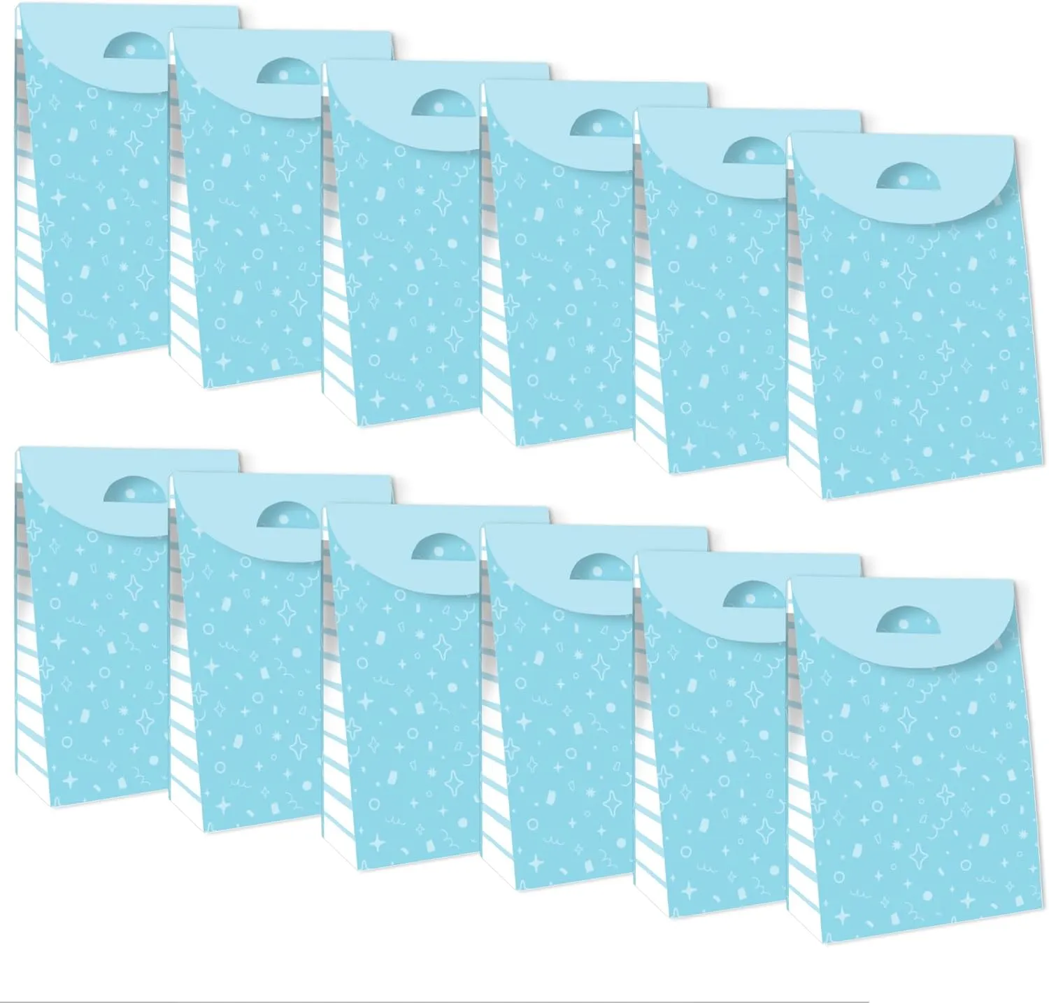 Big Dot of Happiness Blue Confetti Stars - Simple Gift Favor Bags - Party Goodie Boxes - Set of 12