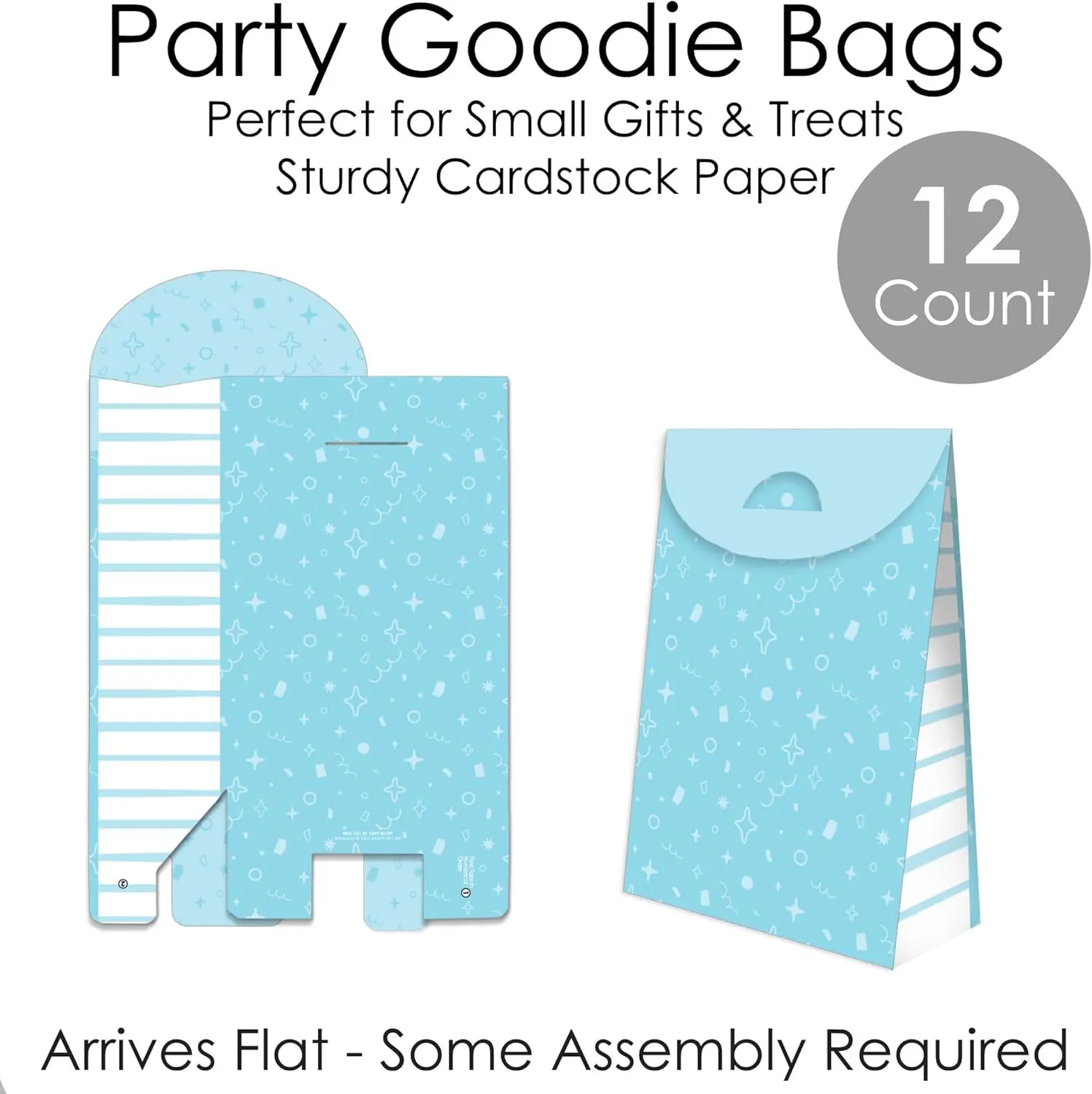 Big Dot of Happiness Blue Confetti Stars - Simple Gift Favor Bags - Party Goodie Boxes - Set of 12