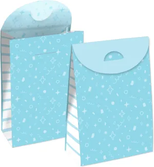 Big Dot of Happiness Blue Confetti Stars - Simple Gift Favor Bags - Party Goodie Boxes - Set of 12
