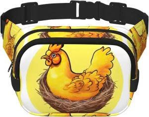 Bird's nest golden chicken men's waist bag – large capacity crossbody shoulder bag, retro travel waist pack, durable and stylish