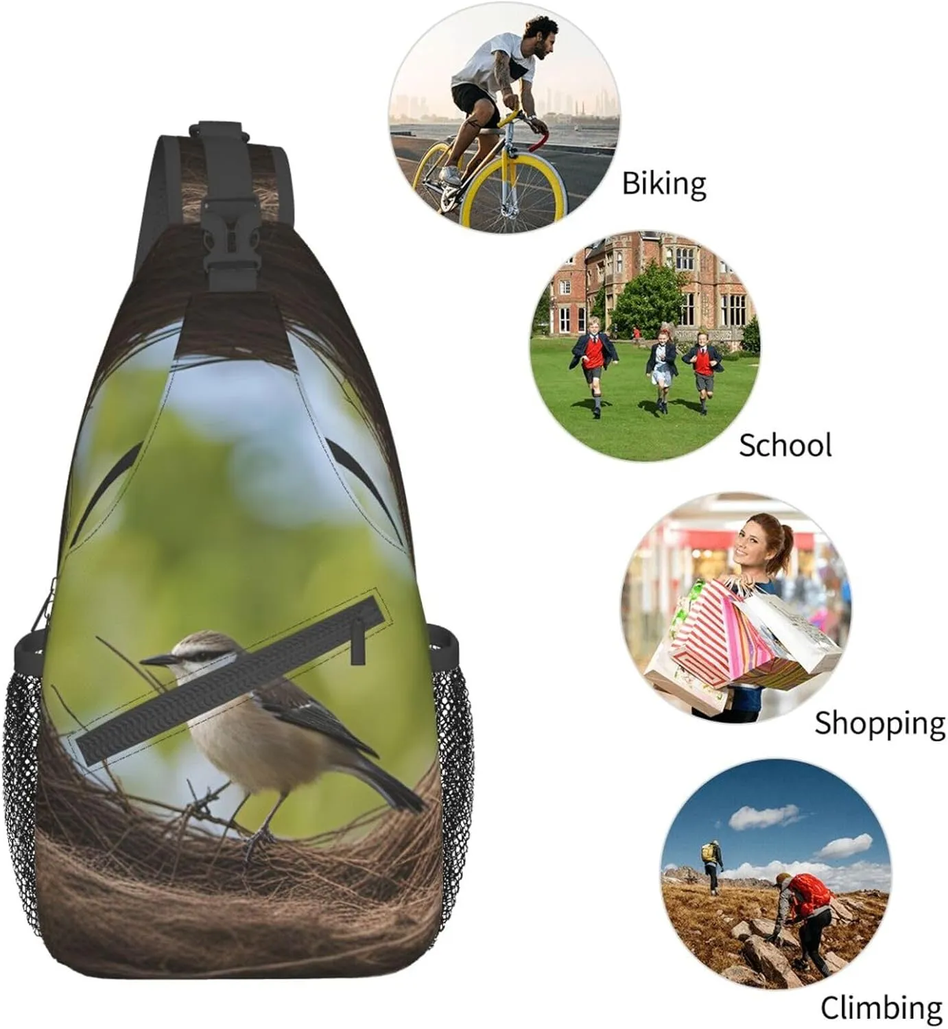 Birds Nest Shoulder Bag Crossbody Backpack Chest Bag Lightweight Sling Daypackstravel Hiking Cycling For Men Women