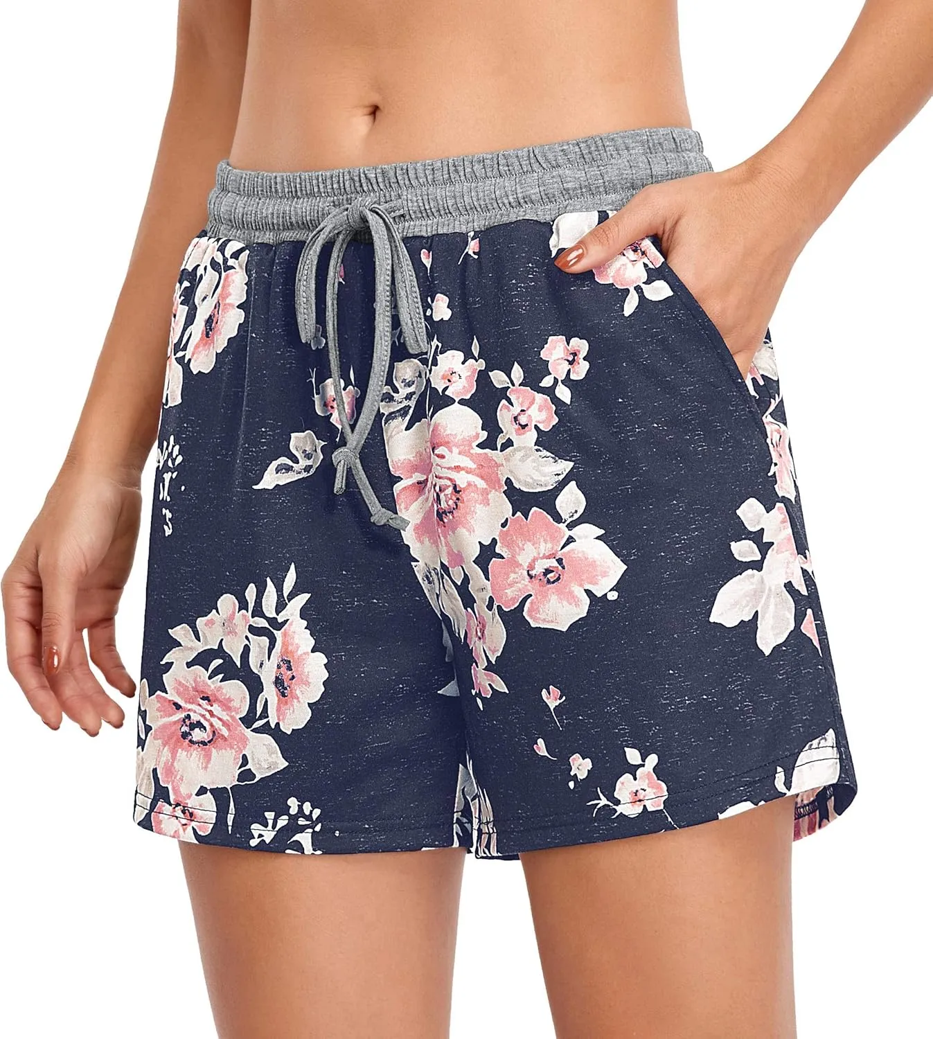 Blevonh Elastic Waist Soft Lounge Shorts Casual Pajama Shorts with Pockets