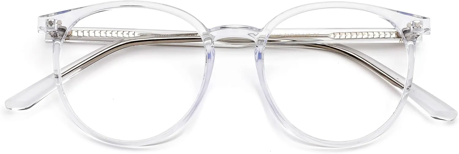 Blue Light Blocking Glasses for Women Men, Round Computer Gaming Eyeglasses Anti Eyestrain & UV Glare RF6213 (Clear Circle Frame)