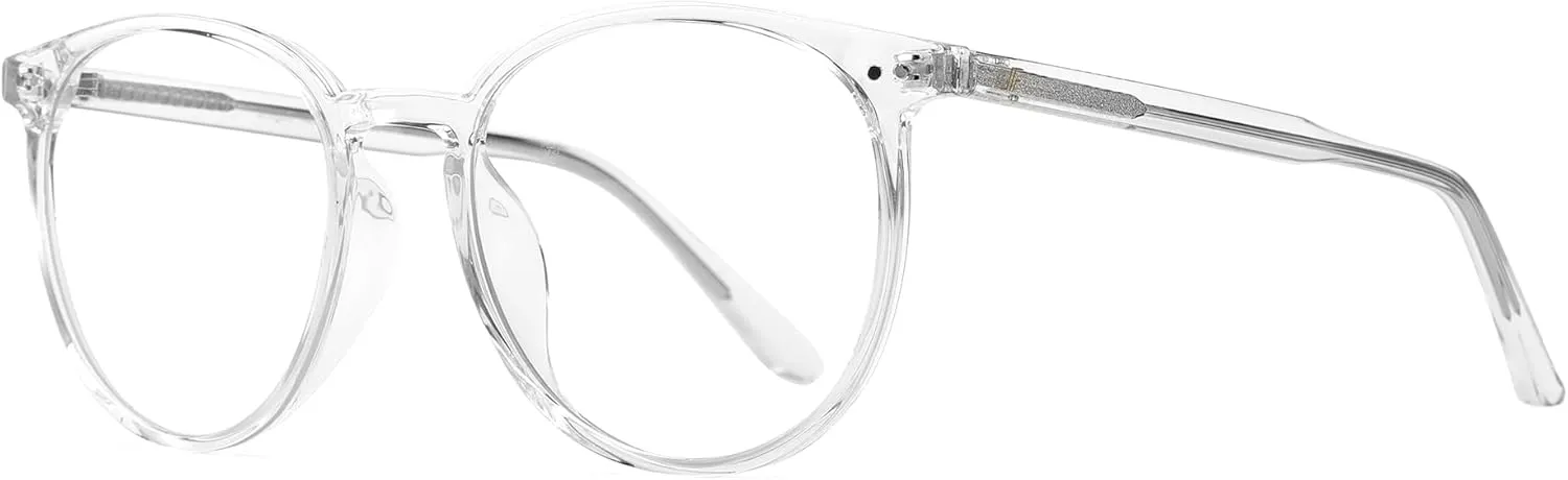 Blue Light Blocking Glasses for Women Men, Round Computer Gaming Eyeglasses Anti Eyestrain & UV Glare RF6213 (Clear Circle Frame)