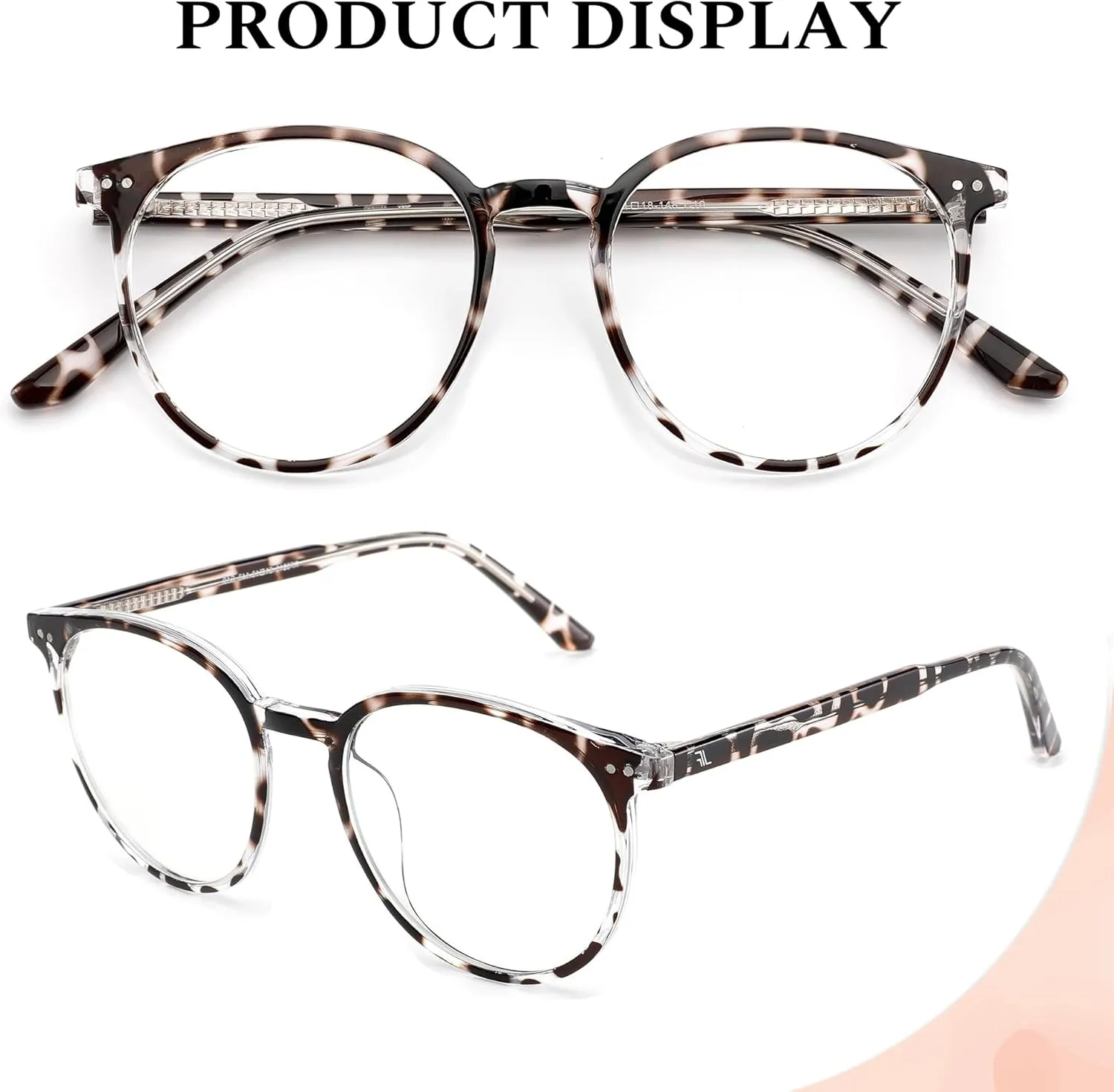 Blue Light Blocking Glasses for Women Men, Round Computer Gaming Eyeglasses Anti Eyestrain & UV Glare RF6213 (Leopard Circle Frame)