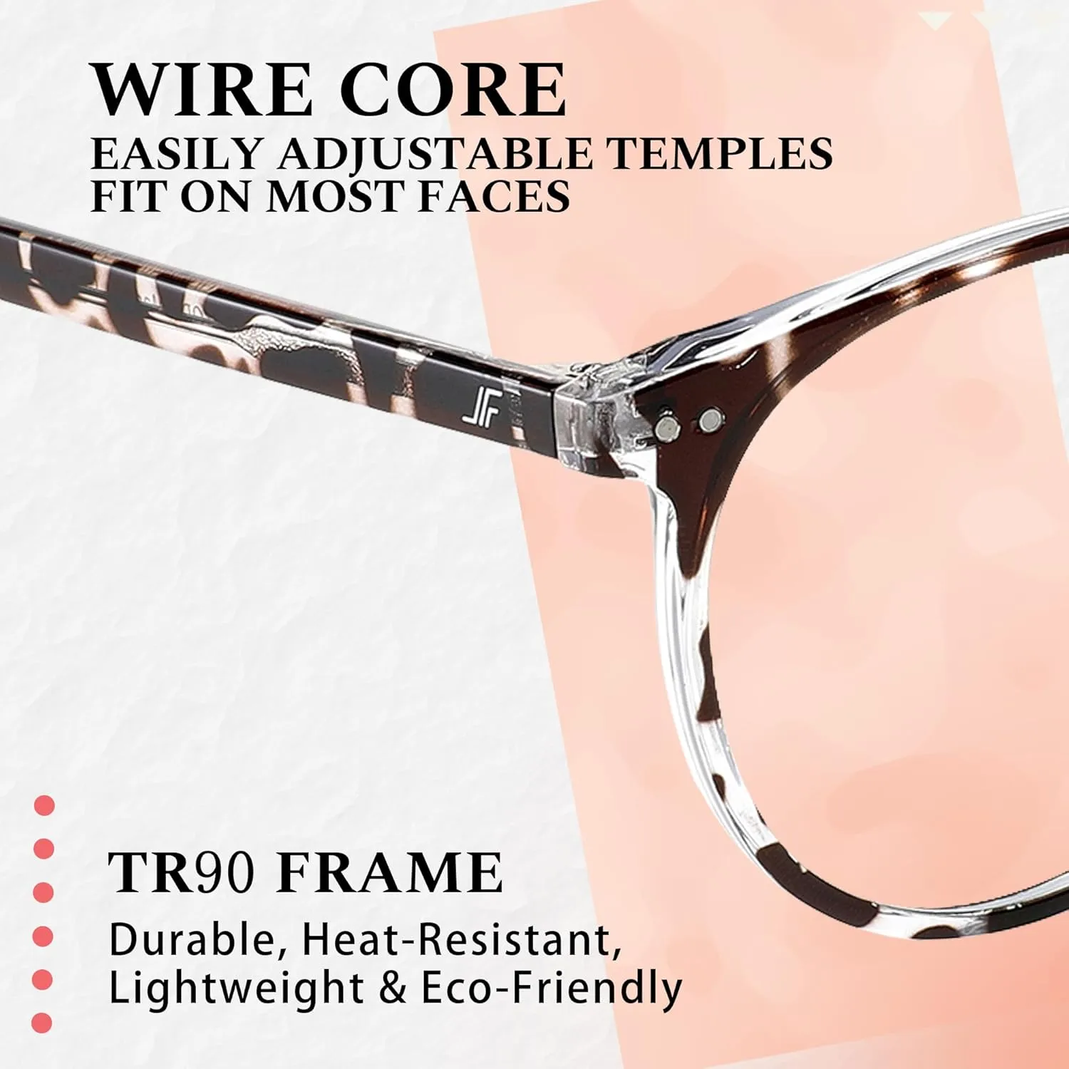 Blue Light Blocking Glasses for Women Men, Round Computer Gaming Eyeglasses Anti Eyestrain & UV Glare RF6213 (Leopard Circle Frame)