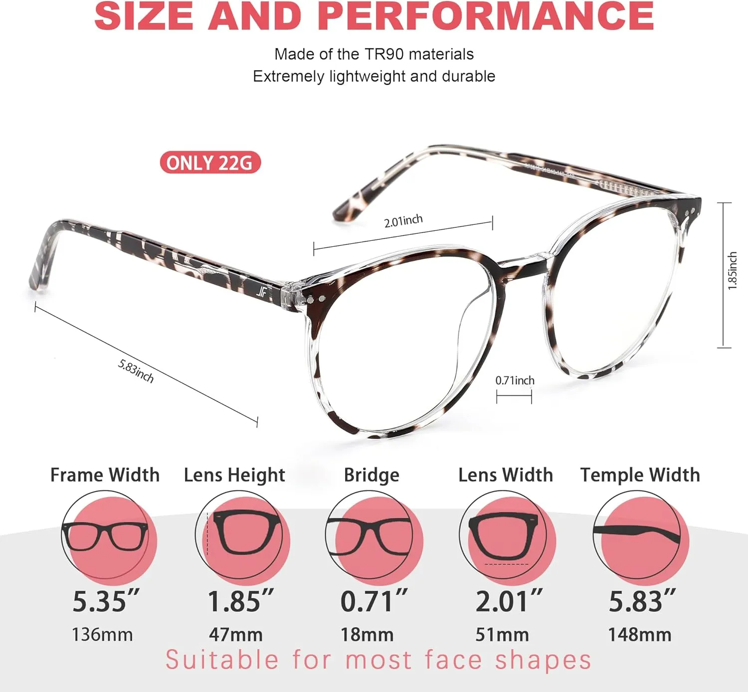 Blue Light Blocking Glasses for Women Men, Round Computer Gaming Eyeglasses Anti Eyestrain & UV Glare RF6213 (Leopard Circle Frame)