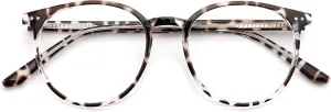 Blue Light Blocking Glasses for Women Men, Round Computer Gaming Eyeglasses Anti Eyestrain & UV Glare RF6213 (Leopard Circle Frame)